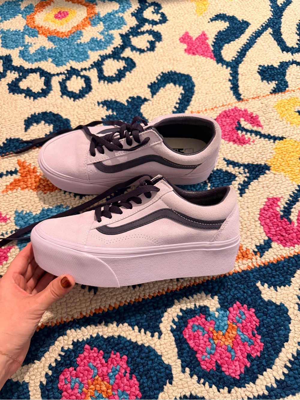 Vans Platform Old Skool Sneakers in Lavender with Purple Stripe